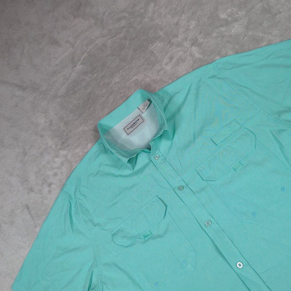 Clearwater Outfitters Mens XL Green Vented Fishing Shirt Performance Polo